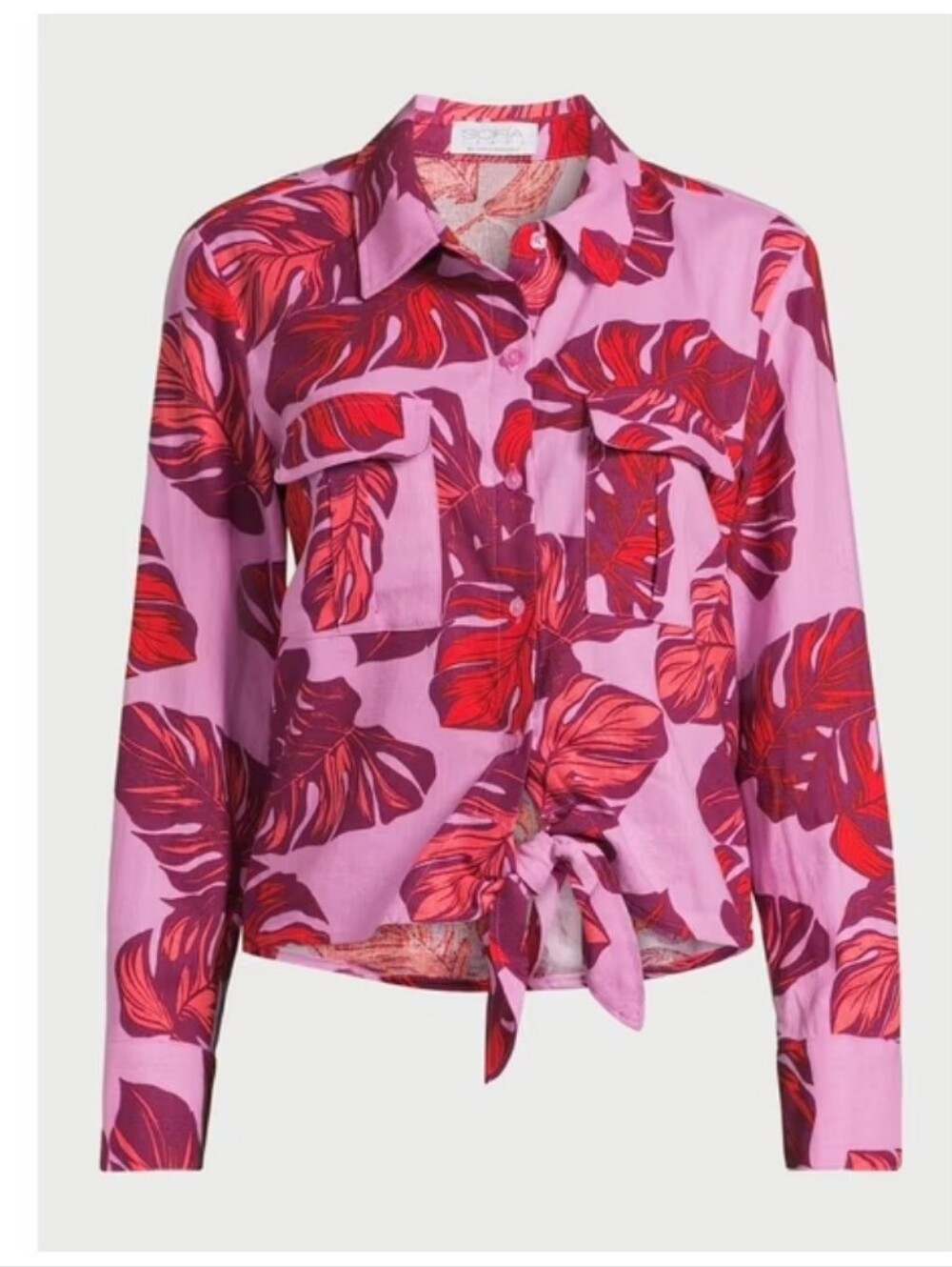 Sofia by Sofia Vergara Pink Shirt with Red Floral Print